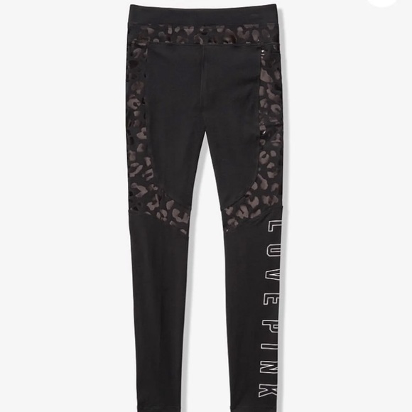 🐆 NWT Size L Black Leopard Print Leggings - Picture 2 of 8